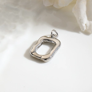 Detail of silver plated square frame star heart pendant for DIY jewelry making