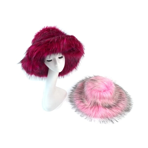 Chic faux fur bucket hat with fluffy long pile for winter warmth and punk style fashion