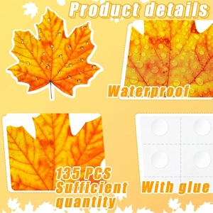 Set of 135 waterproof maple leaf cutouts for fall bulletin board decoration with glue dots