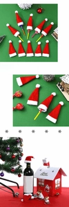 Mini red and white plush Christmas lollipop hats for festive candy and bottle decorations
