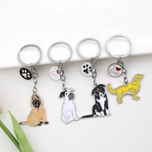 Cartoon Metal Dog Keychain Creative Enamel Pet Puppy Charm Key Ring For Bag Decoration Birthday Gift Jewelry For Men Women