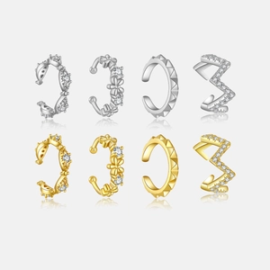 925 Sterling Silver Ear Cuffs For Women Zirconia Minimalist Geometric Floral Gold Silver Plated Non Piercing Earrings Jewelry