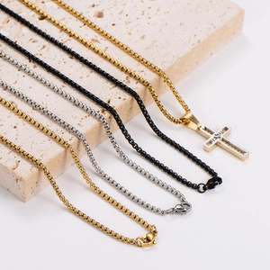 Cross pendant necklaces in gold, silver, and black finish with Jesus engraving