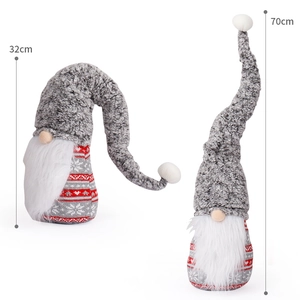 Christmas faceless gnomes set with gray knit hats and white beards in 32cm and 70cm sizes