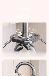 Detail of the 360-degree rotating metal hook on the stainless steel laundry drying rack