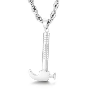 Hip hop men's stainless steel hammer pendant necklace with stylish twisted rope chain