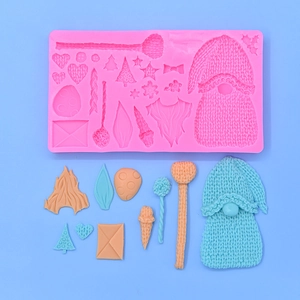 Christmas Gnome Silicone Mold Knitted Hat Sweater Texture Fondant Chocolate Cake Decorating DIY Baking Tool