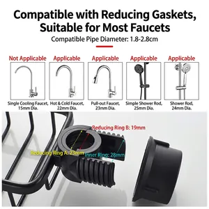 Adjustable kitchen sink faucet rack set with adapter gaskets for 1.8-2.8cm pipes