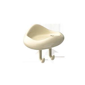 Cream cloud-shaped wall-mounted soap box with integrated dual hooks for bathroom storage