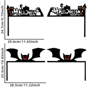 Décoration d'angle de porte Halloween avec chauve-souris, hibou et dimensions détaillées