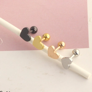 Stainless steel heart stud earrings set in black, gold, rose gold and silver colors