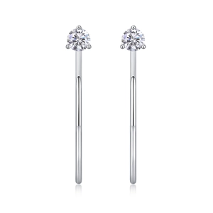 Elegant S925 silver moissanite drop earrings with minimalist round white gemstone design