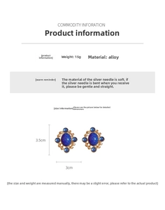 Detail shot of vintage rhombus earrings showing 15g weight and 3.5cm size dimensions
