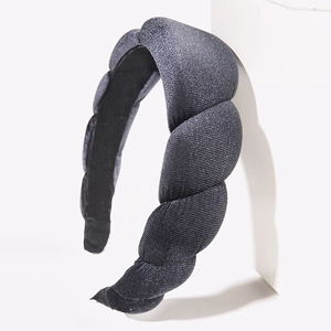 Velvet Padded Headband For Women Wide Twisted Braided Sponge Hair Hoop Vintage High Top Solid Color Hair Accessory