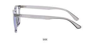 Detail view of transparent gray eyewear frame with model E2138 and silver rivets