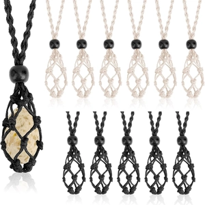 Adjustable woven net necklace cords in black and cream for natural stone pendants
