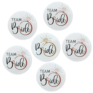 Wedding Badge Bride Team Bride Button Tinplate Brooch Glitter Diamond Ring Bachelorette Party Bridal Shower Accessory