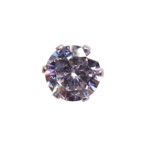 Sparkling magnetic zircon ear cuff with silver six-prong setting on white background
