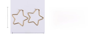 Detailansicht der goldenen Sternohrringe mit 53mm Größenangaben und Maßen