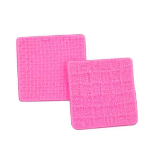 Pink silicone fondant mats with woven and knit texture for cake decorating, 2pcs set