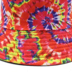 Cappello da pescatore tie-dye colorato in cotone con tesa larga rinforzata e vivace
