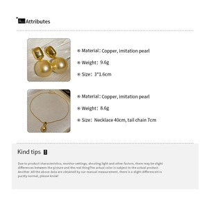 Fiche technique détaillée de taille et matériau pour parure bijoux perles champagne