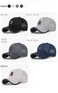 Mesh-Baseballkappe im Detail mit atmungsaktivem Stoff, Leder-Logo-Patch und Paspel