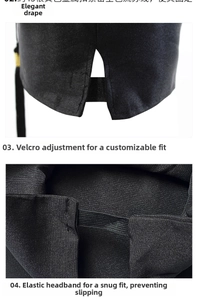 Detail of graduation cap showing adjustable velcro strap and elastic band for a secure fit
