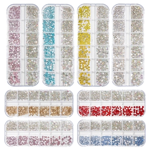 Glass Nail Art Rhinestones Flatback Mixed Sizes Sparkling Crystals AB Aurora Manicure Decoration Accessories