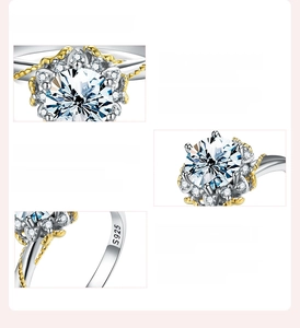 Macro detail of D VVS1 Moissanite ring in 925 sterling silver with S925 hallmark