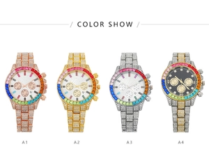 Selezione dettagliata di colori per orologi iced-out con ghiere arcobaleno