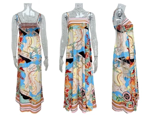 Detailed front, back, and side views of Oceania and Australia map print summer maxi dress