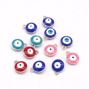 Evil Eye Round Charms Alloy Enamel Drip Oil Pendants For Necklace Earring Bracelet Jewelry Making DIY Turkish Style