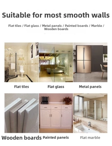 Adhesive hooks application guide for tile glass metal and wood smooth surfaces