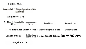 Detailed size chart for the leather patchwork jacket with shoulder pads and slim waist