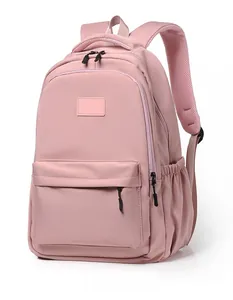 Detailed view of pink school backpack featuring breathable honeycomb mesh shoulder straps