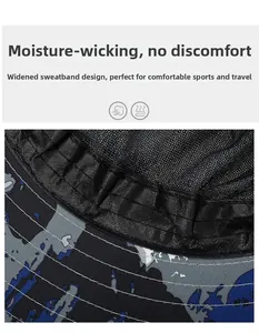 Detail of moisture-wicking sweatband and camo fabric inside the outdoor fishing hat