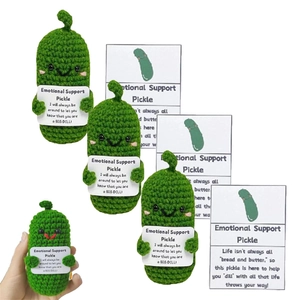 Handmade crochet positive cucumber plush with inspirational cards for emotional support