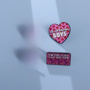 Y2K Alloy Enamel Heart Pin Mood Reader Slogan Brooch Set For Clothing Backpack Accessories Individual Badge For Women Men