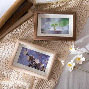 Nordic minimalist wooden 4x6 picture frame set in dark brown and natural wood finish