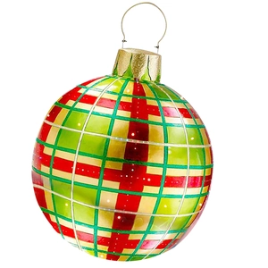 60cm inflatable outdoor Christmas ball with festive red and green plaid patterns