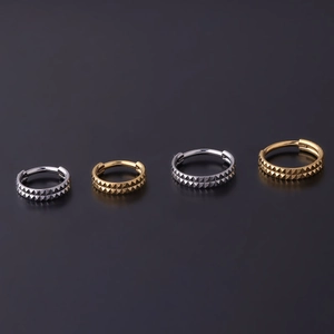 Double row geometric stainless steel nose rings in gold and silver finish