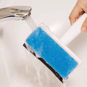 2-in-1 window cleaning brush with sponge and squeegee for mirrors and tiles