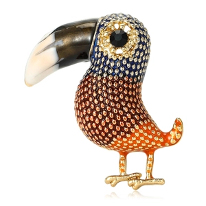 Retro Toucan Bird Brooch Alloy Colorful Enamel Rhinestone Animal Pin Jewelry For Sweater Coat Scarf Accessory
