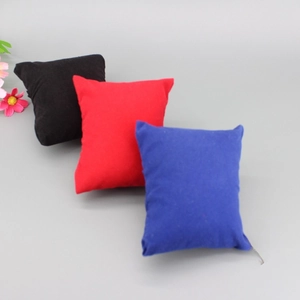 Velvet jewelry display pillows in black red and blue for watch and bracelet showcase