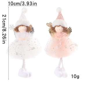 Detail of angel dolls with sequined mesh skirts and dimensions of 21cm height