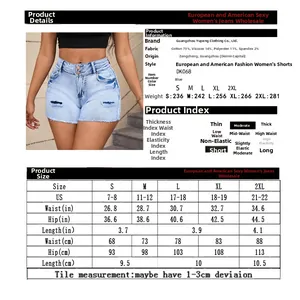 Größentabelle für High-Waist-Jeansshorts mit Maßen in Zoll und Zentimetern