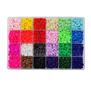 24-color clay heishi beads DIY jewelry making kit in a clear plastic storage box