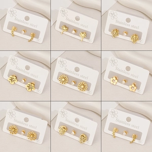Boucles D'Oreilles Puces En Acier Inoxydable Zircon Fleur Feuille Pour Femme Bijoux Plante Minimalistes Doux Accessoire Quotidien