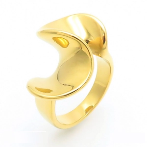 Bague ouverte torsadée dorée polie de style géométrique minimaliste pour femme